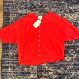 Women's Red Button-Up Blouse